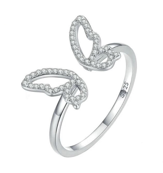 Butterfly Ring Brilliant Wings Adjustable Clear