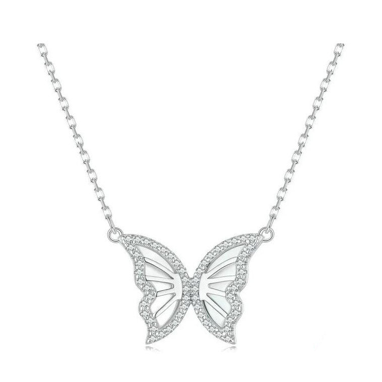 Sterling Silver butterfly Necklace For Women  chain