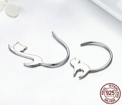 925 Sterling Silver C Hoop Earrings  Cat