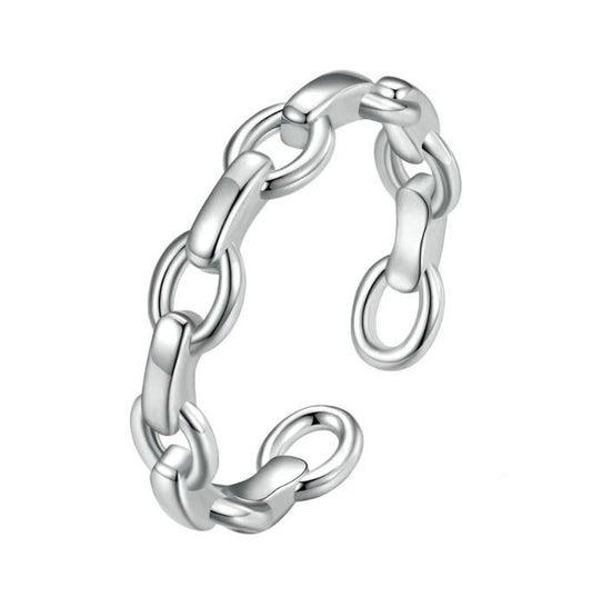 Sterling Silver chain link Ring Adjustable