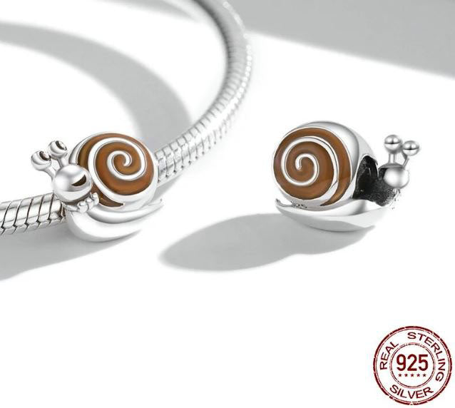  Charm Funny Snail Sterling Silver