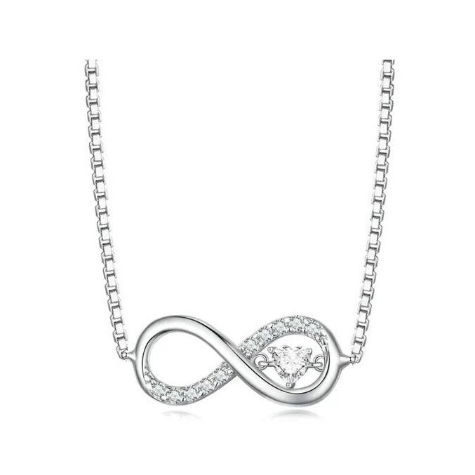 925 Sterling Silver Infinity Necklace Pendant Clear