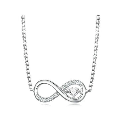 925 Sterling Silver Infinity chain necklace clear