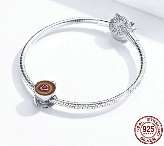 925 Sterling Silver Coffee Charm For Women 