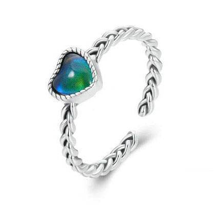 925 Sterling Silver Heart Ring Colour Change Colourful