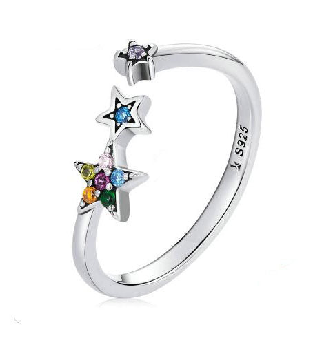 coloured stars ring in sterling silver Adjustable