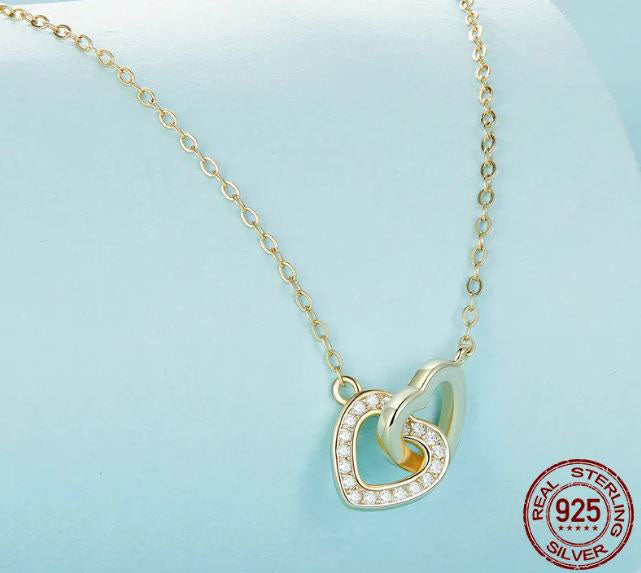 Necklace For Women Pendant Connected Heart 925 Sterling Silver
