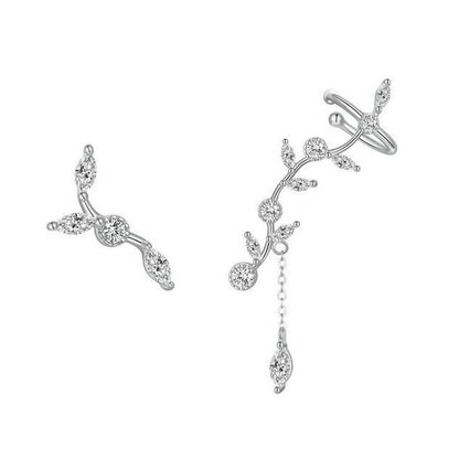 silver crawler earrings tree branch