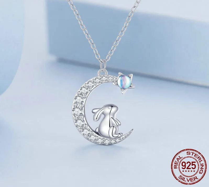 Necklace For Women Pendant Crescent Moon  925 Sterling Silver
