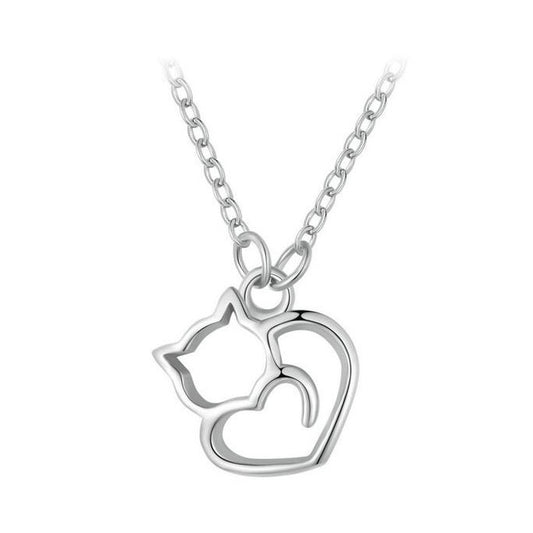 925 Sterling Silver Cat Necklace Pendant Cute