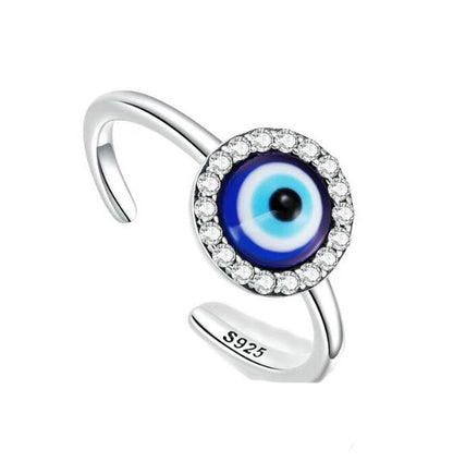 Devil Eye  Ring Resin Open Blue