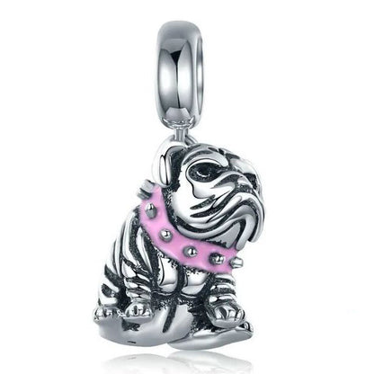 Sterling Silver dog Charm For Women British Bulldog 