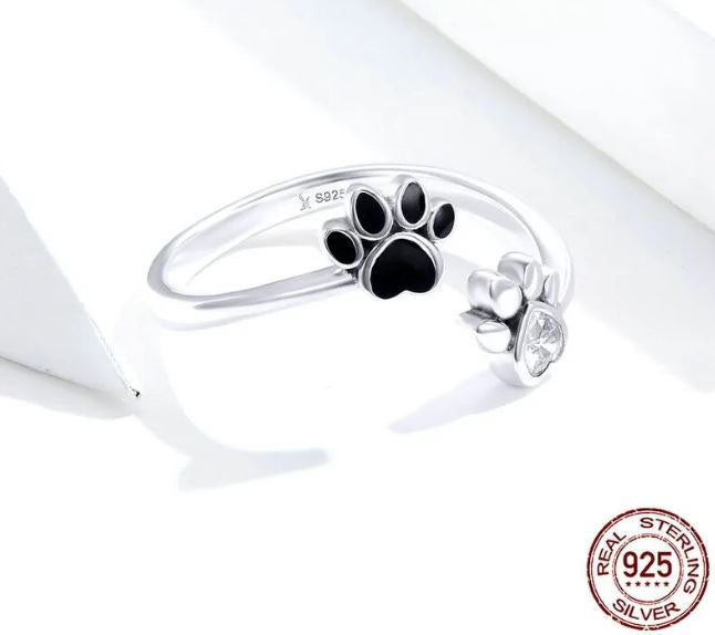 Ring For Women Pets Footprints Dog Paw 925 Sterling Silver