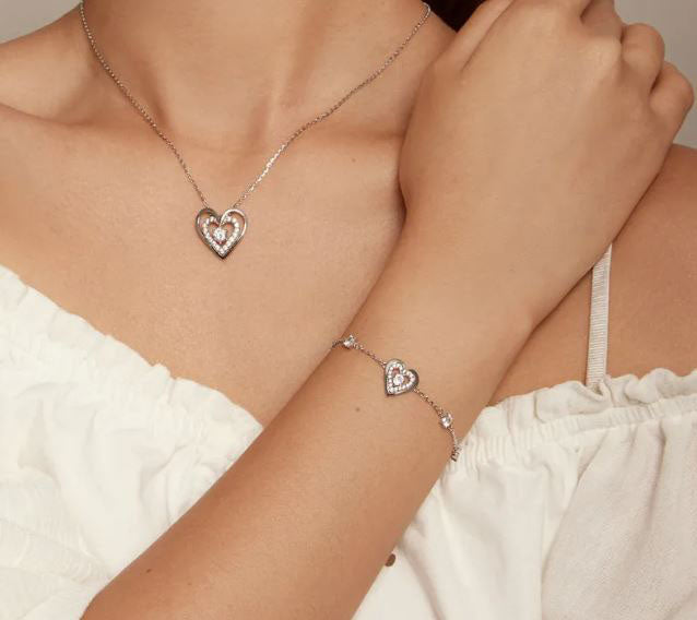 Bracelet For Women Woman Double Heart 925 Sterling Silver