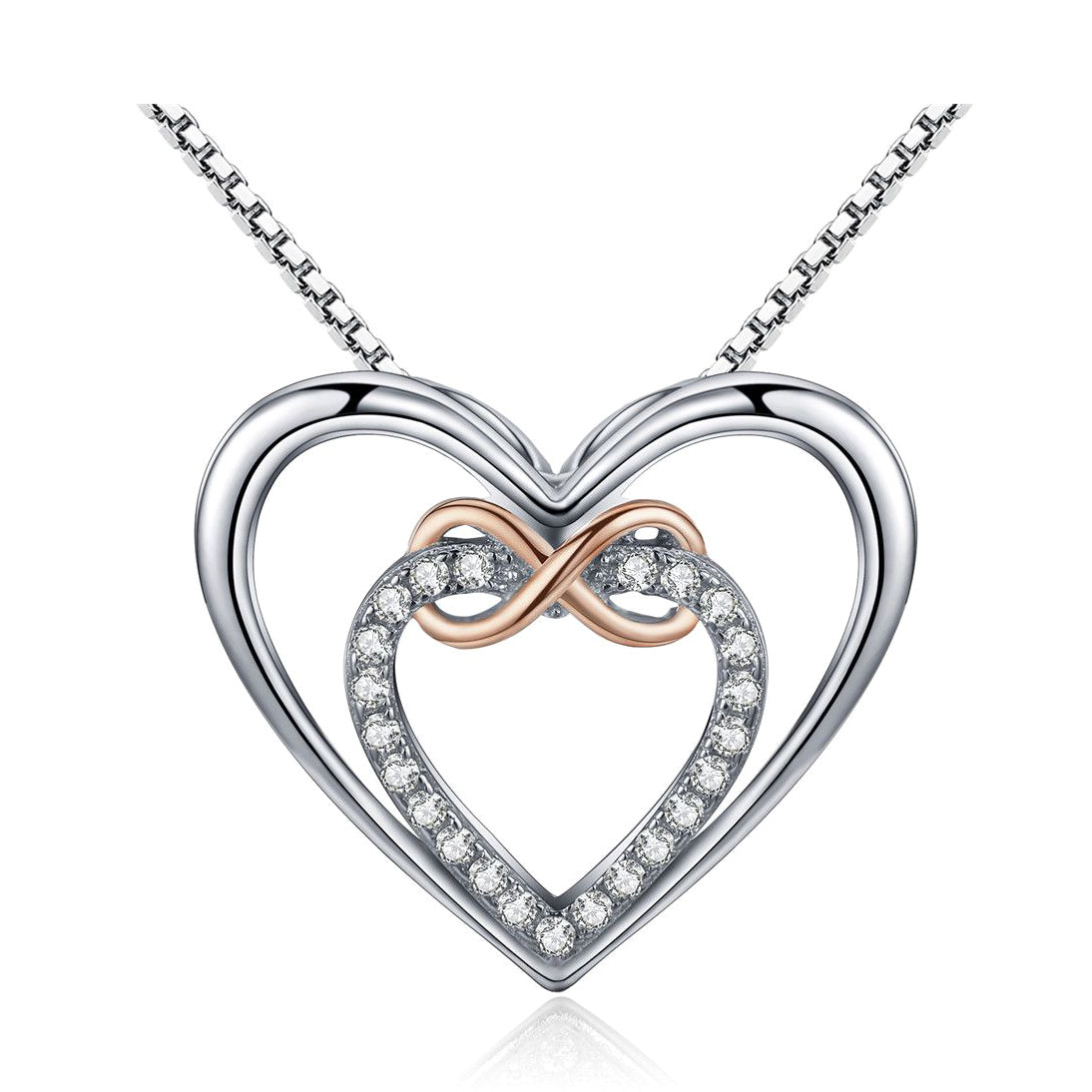 Elegant Double Heart Necklace with Infinity Charm