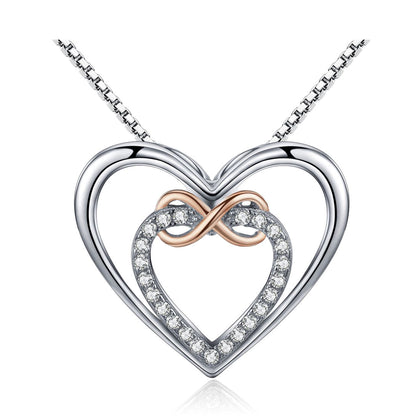 Elegant Double Heart Necklace with Infinity Charm
