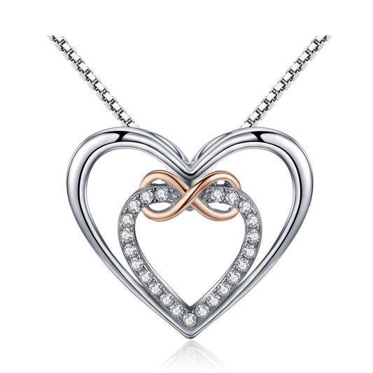 Elegant Double Heart Necklace with Infinity Charm