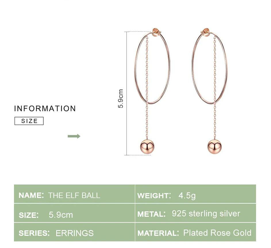 925 Sterling Silver Drop Earrings  Rose Gold