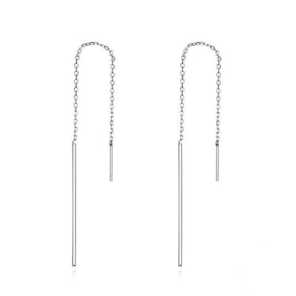 Silver Drop Earrings For women Threader Dangle Chain