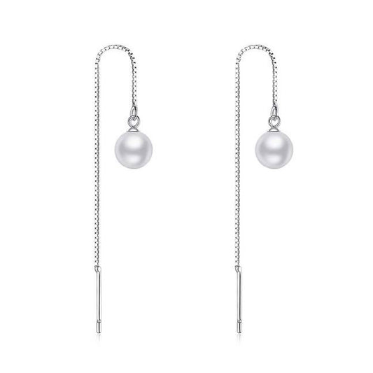 Simulated Pearl Drop Earrings dangle silver