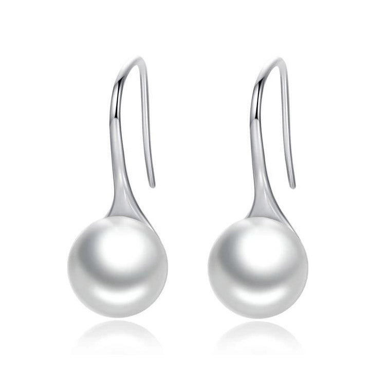 Round Simulated Pearl Earrings Ireland French Drop Sterling Silver