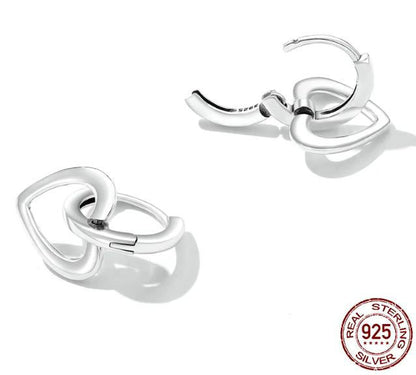 Lever Back Earrings Sterling Silver Drop Hoop Heart