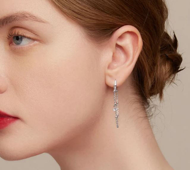 Sterling Silver Earrings For Women Drop Tassel