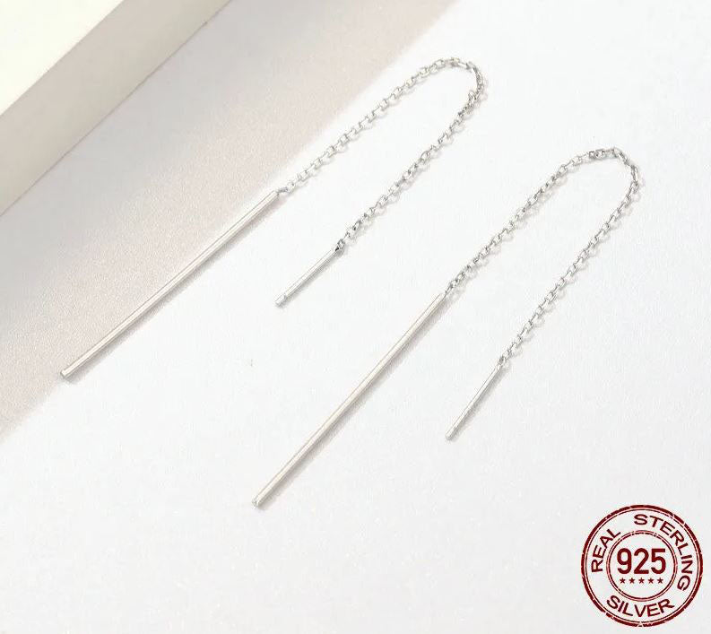 925 Sterling Silver Drop Earrings  Chain