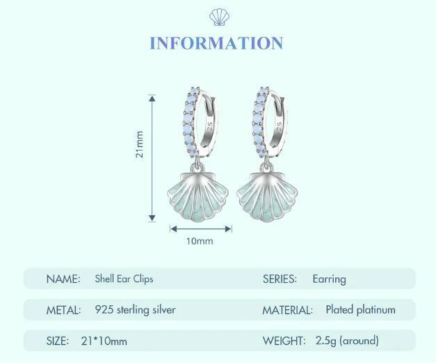 Earrings For Women Sea Shell Hoop 925 Sterling Silver