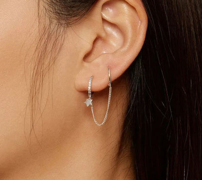 925 Sterling Silver Double Hoop Earrings For Women Rose Gold
