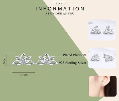 Stud Earrings Flower Lotus Push Back