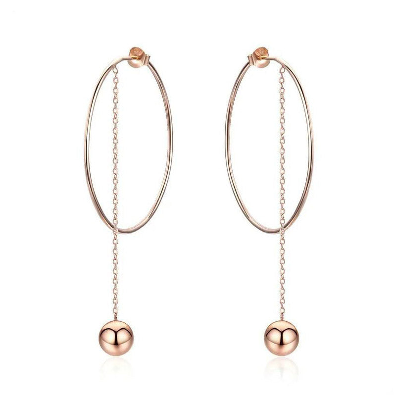  Rose Gold Hoop Earrings Drop Big Circle Sterling Silver