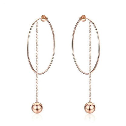  Rose Gold Hoop Earrings Drop Big Circle Sterling Silver