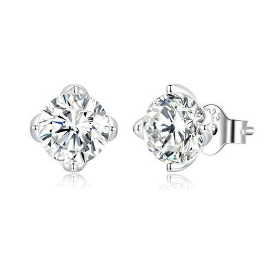 Round Earrings Stud Push Back 0.5CT