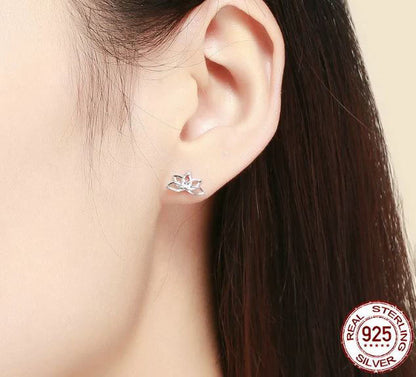 Flower Earrings Push Back Stud Sterling Silver