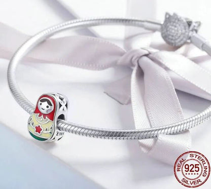 925 Sterling Silver Matryoshka Doll Charm  