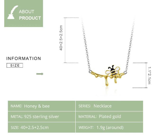 Gold Necklace Lovely Honey Pendant Bee