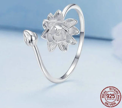 Lotus Ring Flower Adjustable Open