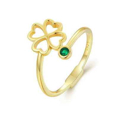 Four Leaf Clover Ring open Adjustable Gold