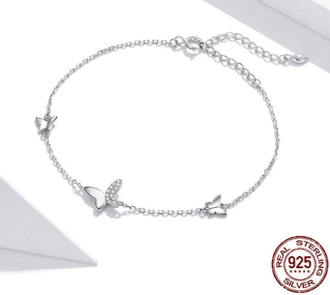 Bracelet For Women Woman Flying Butterfly 925 Sterling Silver