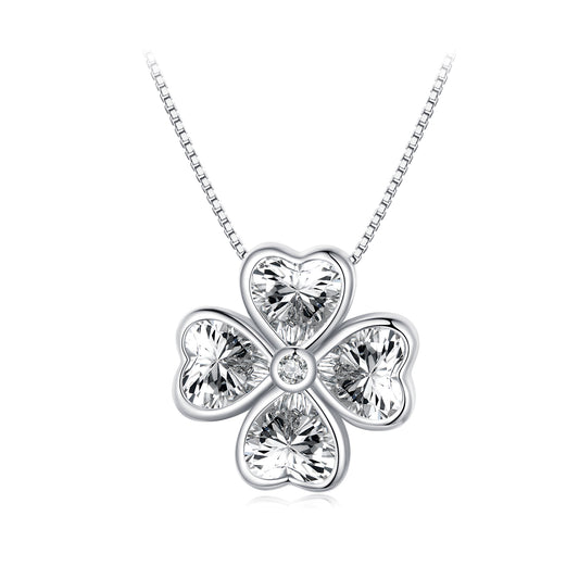 A Glimmer of Luck Silver Clover Necklace