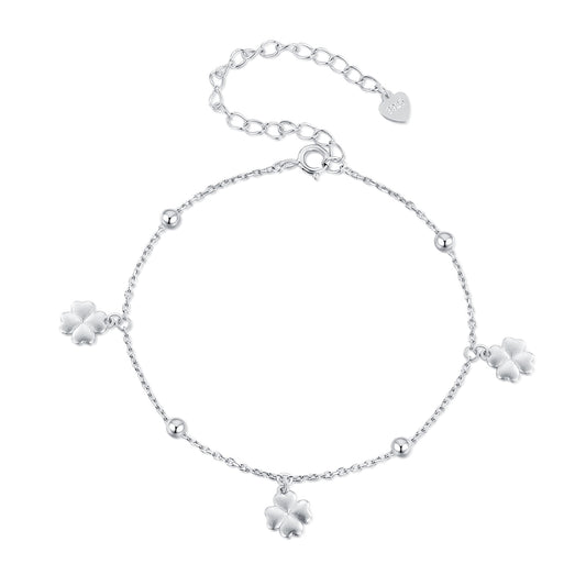 Four Leaf Clover Bracelet Ireland in sterling silver Adjustable