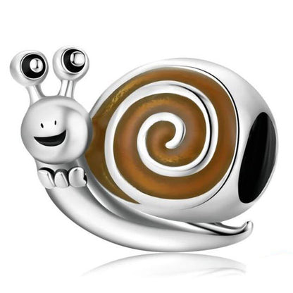 Funny Snail Charm for jewellery sterling silver