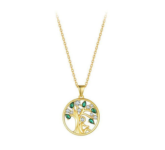 925 Sterling Silver Tree of Life Necklace Pendant Gold