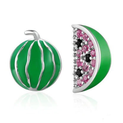 green watermelon earrings stud sterling silver