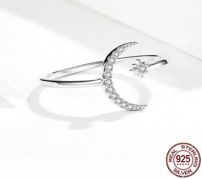 Guardian Luna Ring Clear Moon Sterling Silver