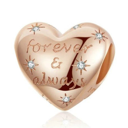 rose gold heart charm forever and always