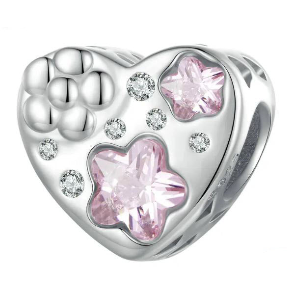 Heart and star Charm Ireland in pink and sterling silver