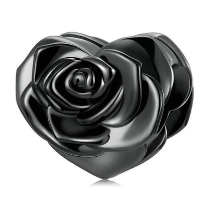 Black Rose Charm Heart for jewellery