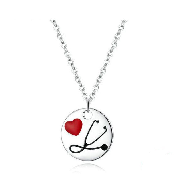 Sterling Silver Necklace For Women Heart Coin Stethoscope